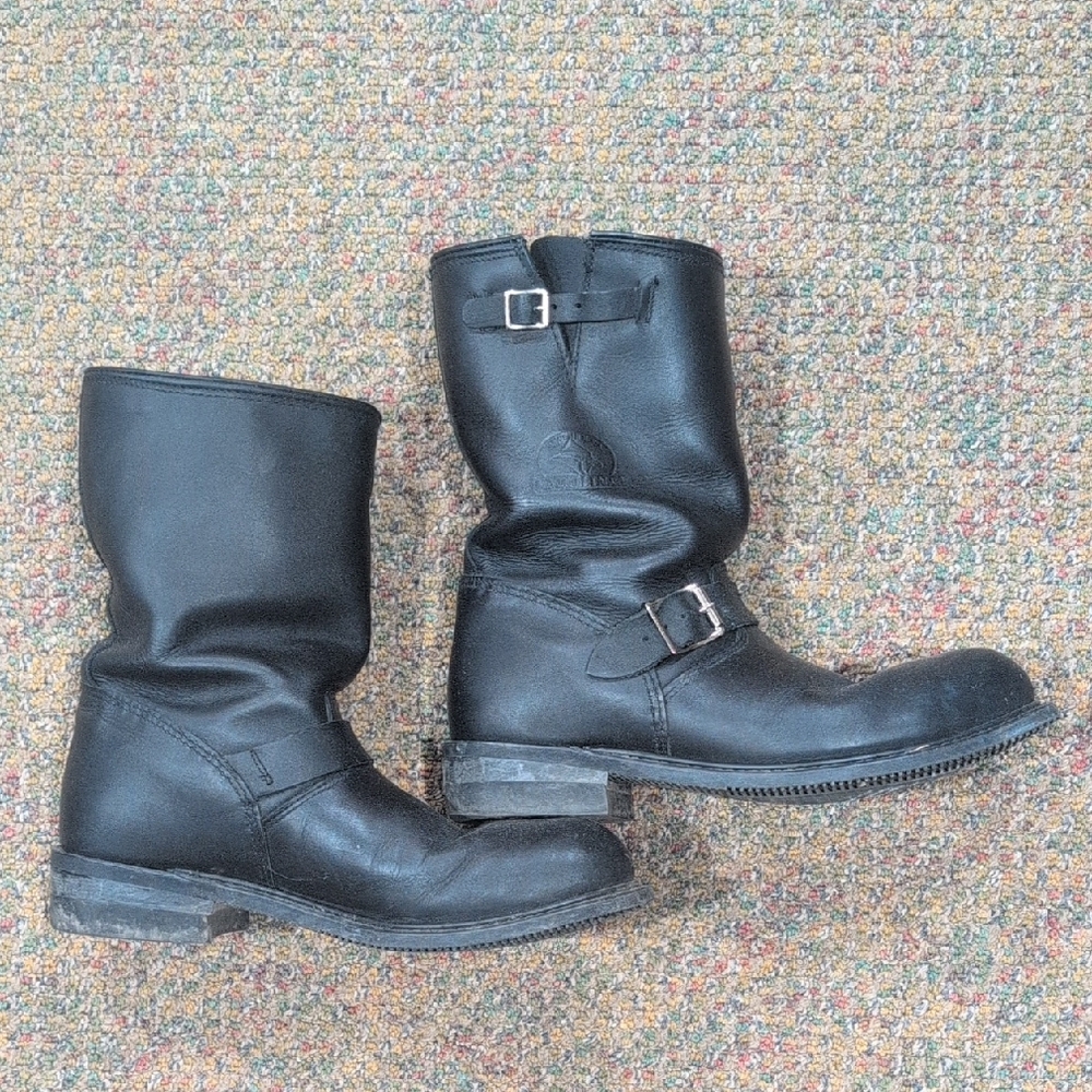 Black Leather Steel Toe Engineer's Boots